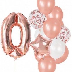 szám0 beállítva - 12db-os fólia rózsaarany latex lufi boldog születésnapot party dekoráció gyerekek kislány fiú 1.