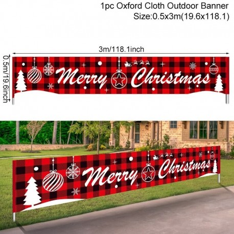 A - 3M Merry Christmas Banner Oxford ruhával függő transzparensek Karácsonyi díszek otthoni szabadtéri áruházhoz Banner