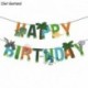 1set koszorú - 1Set Dinosaur Confetti Latex Balloons Happy Birthday Banner Jungle Wild Animal Kids Birthday Party Decoration