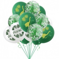 15db készlet - 1Set Dinosaur Confetti Latex Balloons Happy Birthday Banner Jungle Wild Animal Kids Birthday Party Decoration