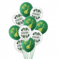 10db készlet1 - 1Set Dinosaur Confetti Latex Balloons Happy Birthday Banner Jungle Wild Animal Kids Birthday Party Decoration