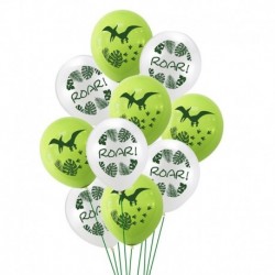 10db szett2 - 1Set Dinosaur Confetti Latex Balloons Happy Birthday Banner Jungle Wild Animal Kids Birthday Party Decoration Baby