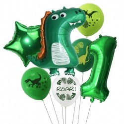 7db szám1 készlet - 1Set Dinosaur Confetti Latex Balloons Happy Birthday Banner Jungle Wild Animal Kids Birthday Party
