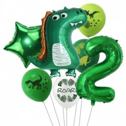 7db szám2 készlet - 1Set Dinosaur Confetti Latex Balloons Happy Birthday Banner Jungle Wild Animal Kids Birthday Party