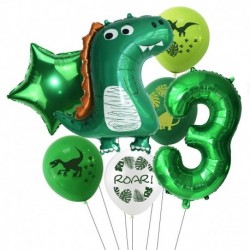 7db szám3 készlet - 1Set Dinosaur Confetti Latex Balloons Happy Birthday Banner Jungle Wild Animal Kids Birthday Party