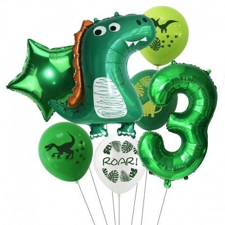 7db szám3 készlet - 1Set Dinosaur Confetti Latex Balloons Happy Birthday Banner Jungle Wild Animal Kids Birthday Party