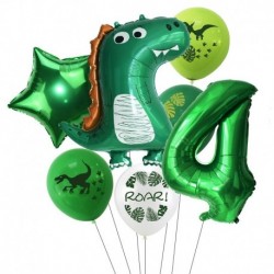 7db szám4 készlet - 1Set Dinosaur Confetti Latex Balloons Happy Birthday Banner Jungle Wild Animal Kids Birthday Party