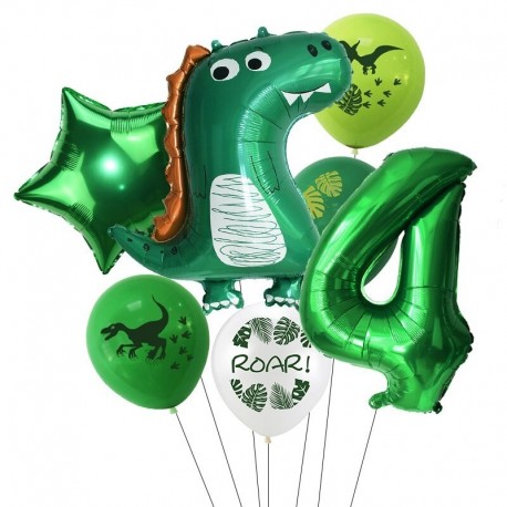 7db szám4 készlet - 1Set Dinosaur Confetti Latex Balloons Happy Birthday Banner Jungle Wild Animal Kids Birthday Party