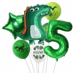 7db szám5 készlet - 1Set Dinosaur Confetti Latex Balloons Happy Birthday Banner Jungle Wild Animal Kids Birthday Party