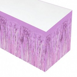 Világos lila - 275x75 cm-es fólia talmi asztali szoknya fémes fényes bojt asztali borító a hawaii születésnapi parti