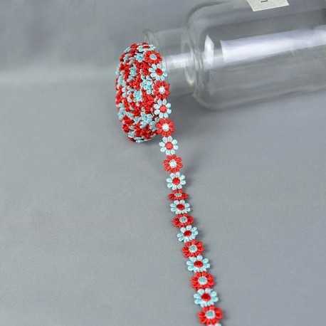 F - 3Yards 12mm százszorszép virág csipke díszítő szövet hímzés kézzel készített patchwork szalag ruházat varrás