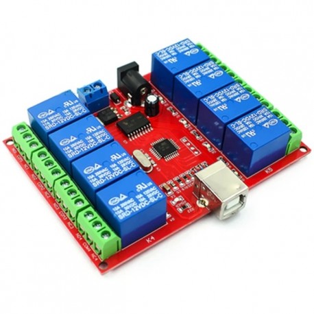 8 csatornás 12 V-os számítógép USB-vezérlő kapcsoló Meghajtás nélküli relé modul PC intelligens vezérlő