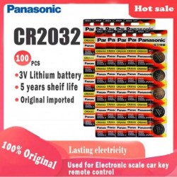 100db Panasonic cr2032 cr 2032 3V lítium akkumulátor órás számítógép távirányító kalkulátor gombelemes érmeelem