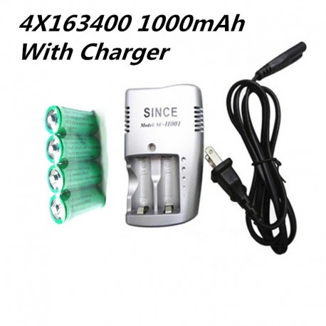 4 X 16340 1000mah 3v cr123a 16340 újratölthető akkumulátor 3.0v rcr123a 16340 akkumulátor lítium   1db 3.8v töltő