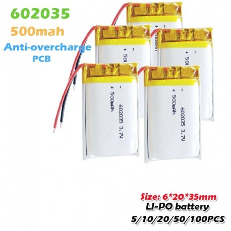 5db - 602035 3,7 V 500 mAh lítium polimer akkumulátor MP3 MP4 MP5 DVR GPS bluetooth fejhallgató autós tachográf Li-po