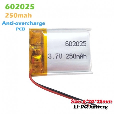 2db - 602025 3,7 V 250 mAh lítium akkumulátorok MP3 MP4 MP5 GPS PSP mobil bluetooth headset hangszóró Li-Po li ion