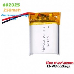 1 DB - 602025 3,7 V 250 mAh lítium polimer újratölthető akkumulátor Mp3 MP4 MP5 GPS játékokhoz Bluetooth fejhallgató