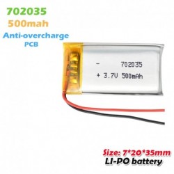 2db - 702035 3,7 V 500 mAh újratölthető lítium polimer Li-po akkumulátor a BT hangszóróhoz intelligens karóra LED fény