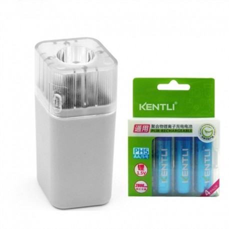 4db 1,5v 3000mWh Li-polimer r lítium újratölthető AA elem   4 nyílás töltő LED zseblámpával