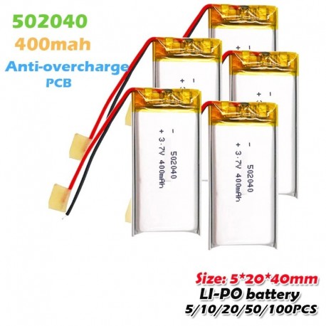 5db - 502040 3,7 V 400 mAh újratölthető Li-ion polimer akkumulátor MP3 MP4 játék GPS vezetési felvevő Bluetooth