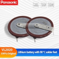2db 100 -ban eredeti Panasonic VL2020 2020 3V 20mAh újratölthető lítium akkumulátor 90 fokos hegesztő láb gomb érme