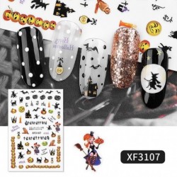 1 lap Körömdíszítő matrica - unisex - Piros - XF3107 verzió - Vegyes Halloween mintákkal