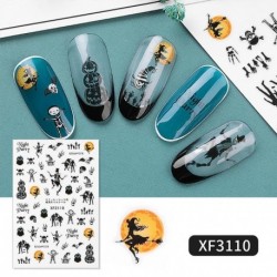 1 lap Körömdíszítő matrica - unisex - Sötétszürke - XF3110 verzió - Vegyes Halloween mintákkal