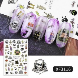 1 lap Körömdíszítő matrica - unisex - Rózsaszín - XF3116 verzió - Vegyes Halloween mintákkal