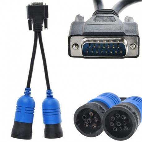 Új PN 405048 6 tűs és 9 tűs Y Deutsch adapter a Nexiq USB Link 125032 dízel teherautóhoz 6 tűs és 9 tűs DB15 PIN dugós