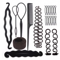 11db K stílus - 79-2Pcs női kiegészítők fonás eszközök DIY fánk haj konty készítő Barrette Styling Twist Pull hajtű