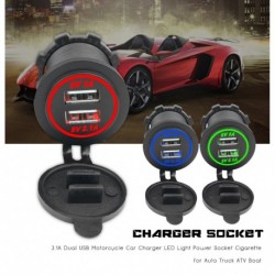 3.1A kettős USB motorkerékpár autós töltő LED fényáramú konnektoros cigaretta az autós teherautó ATV csónakhoz