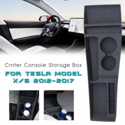 Autóközponti konzol tároló doboz Tesla Model S 2012-2018 szilikon fekete színű
