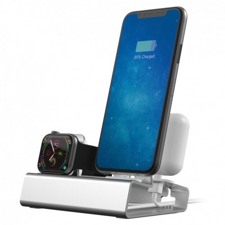 Alumíniumötvözet 3 az 1-ben töltő dokkoló iPhone Apple Watch Airpods töltőtartó állvány dokkoló állomáshoz