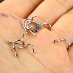 10 db/csomag 2 mm -es színes strasszos rozsdamentes acél orr köröm test piercing tartozékok