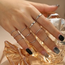 10db/készlet divat kreatív vintage minimalizmus ötvözet gyűrűk női ékszer ajándék