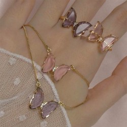 1 PC divat édes kristály üveg pillangó állítható gyűrű női ékszer ajándék