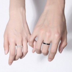 Kreatív egyszerű fekete -fehér állítható pár gyűrűk lány fiú barát Valentin napi ékszer ajándék