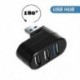 Fekete szín - Mini 3 portos USB 3.0 elosztó nagy sebességű adatátviteli elosztó doboz adapter PC laptophoz USB hub 3/6