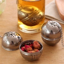 Új, rozsdamentes acél golyós tea infuser hálós szűrőszűrő akasztóval laza tealevél fűszergolyó kötéllánccal