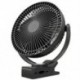 Fekete szín - 5 hüvelykes újratölthető elemmel működő klip ventilátoron, levegő keringető USB-ventilátor,