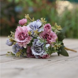 Szín: lila rózsaszín - 14 fej selyem művirágok kakukk virág mesterséges kamélia esküvői otthonra Karácsonyi