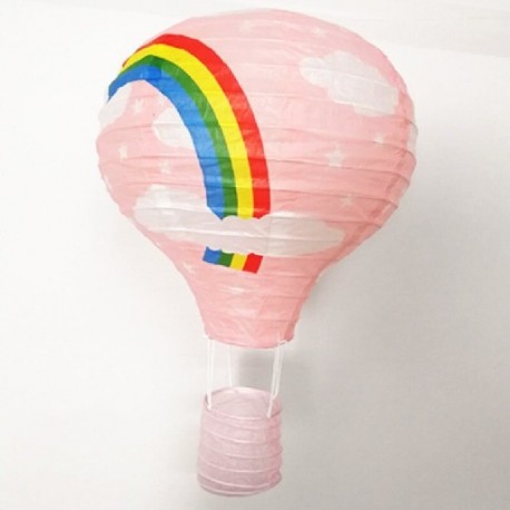 Szín: rózsaszín szivárvány - 12 hüvelykes 30 cm-es karácsonyi lógó papír lámpák hőlégballon papír lámpák