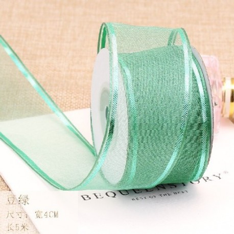 Szín: 40 mm-es babzöld - 25/40mm Szélesség Él Organza Selyem Szalag Kézzel Készített Ajándékcsomagolás Karácsonyi