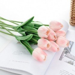 Szín: tulipán rózsaszín - 10db Művirágok Kerti tulipánok Real Touch Flowers Tulipán csokor Decor Mariage Otthoni