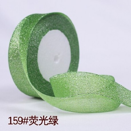 Szín: fluoreszcens zöld - 6/10/15/20/25/40mm csillogó organza szalag masni hajparti esküvői karácsonyi dekoráció