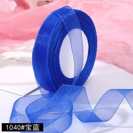 Szín: királykék - 45 méter/tekercs szélesség 20 mm organza szalag sifon szalagok esküvői party Otthoni