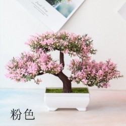 Szín: konyhai rózsaszín - 1 db mesterséges növények Bonsai kis zöldfenyő cserepes növények szimuláció hamis virágok