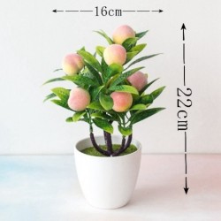Szín: 7 fej őszibarack - Mesterséges növények Bonsai kis gyümölcsfa cserepes bonsai szimulációs dekoráció