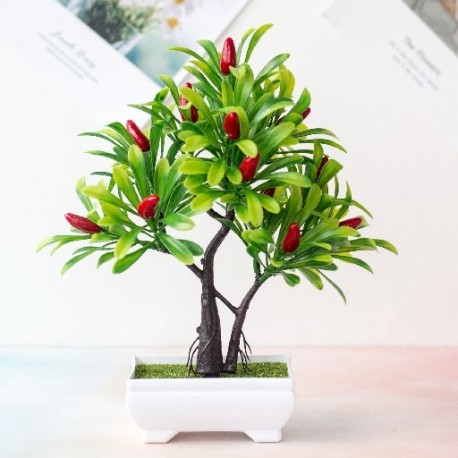 Szín: 16 fej paprika - Mesterséges növények Bonsai kis gyümölcsfa cserepes bonsai szimulációs dekoráció mesterséges