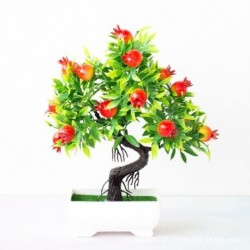 Szín: 15 fej gránátalma - Mesterséges növények Bonsai kis gyümölcsfa cserepes bonsai szimulációs dekoráció